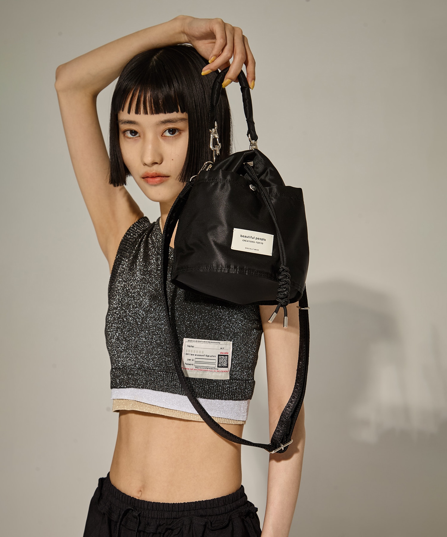 別注nylon drawstring mini bag(FREE BLACK): beautiful people