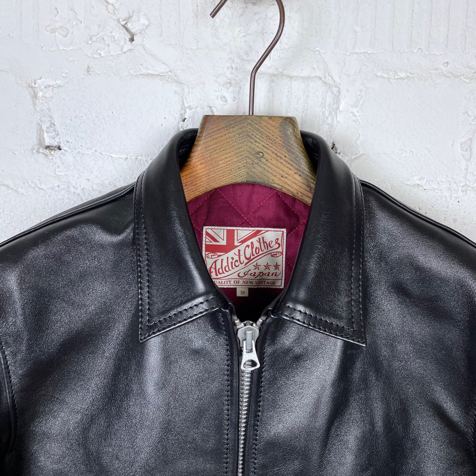 ad-01 horse-hide center-zip jacket | addict clothes | made in