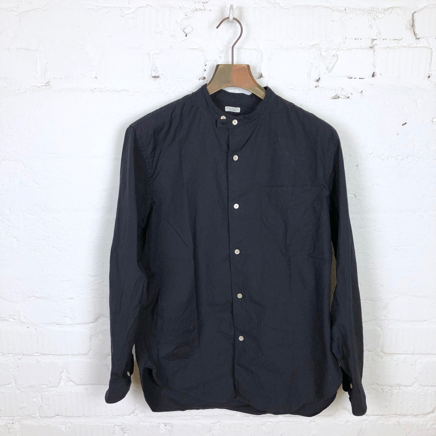 band collar utility shirt ink black | phigvel maker co. | made in