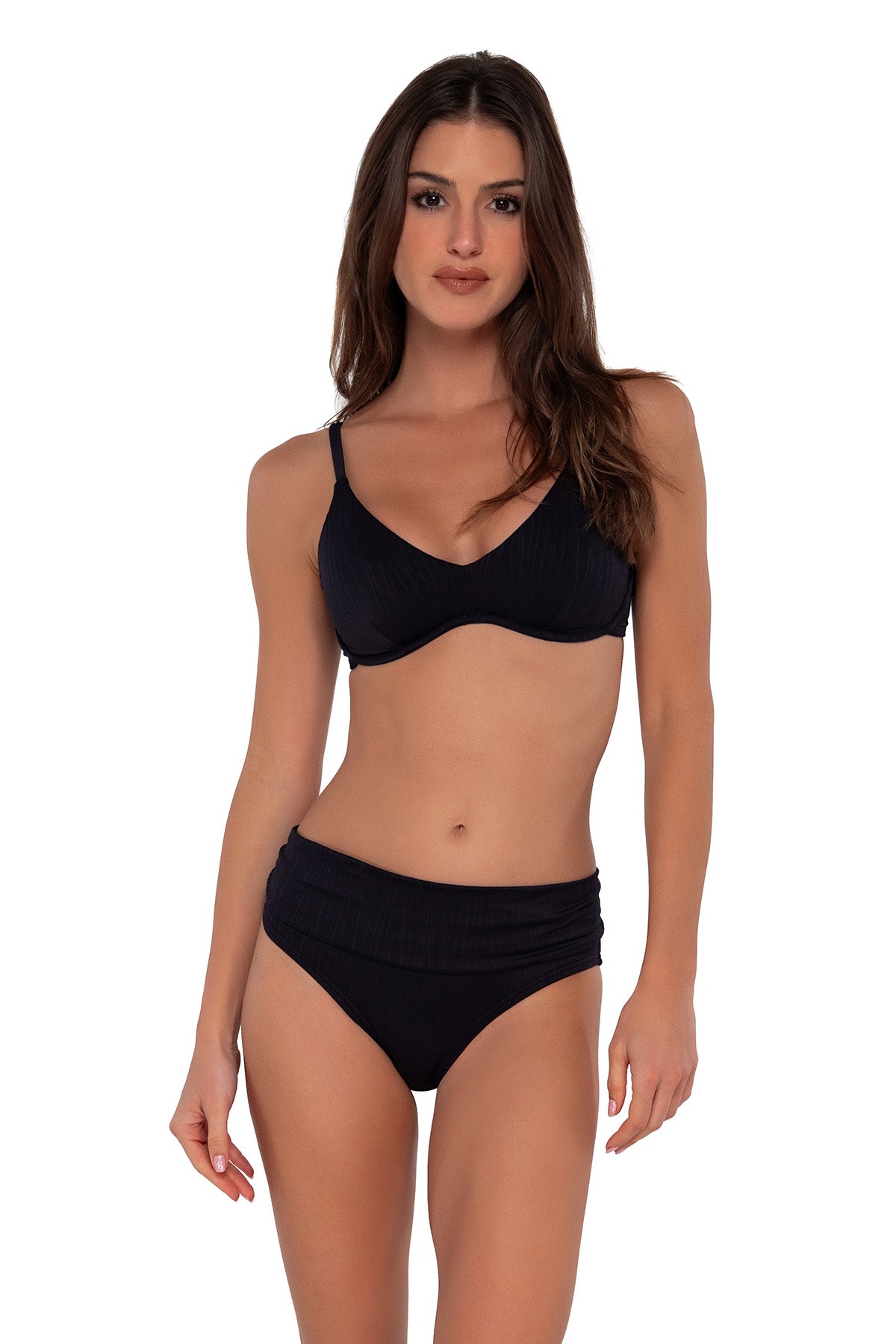 Black Seagrass Texture Unforgettable Bottom | Mid-Rise Scrunch