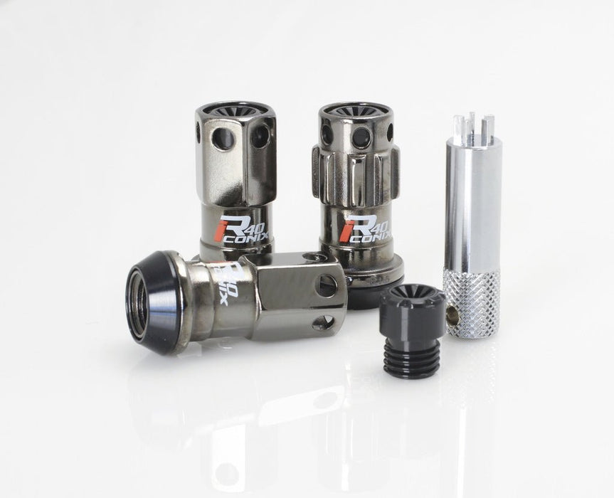 KICS R40 Iconix Black Chrome Locking Lug Nuts — Subimods.com