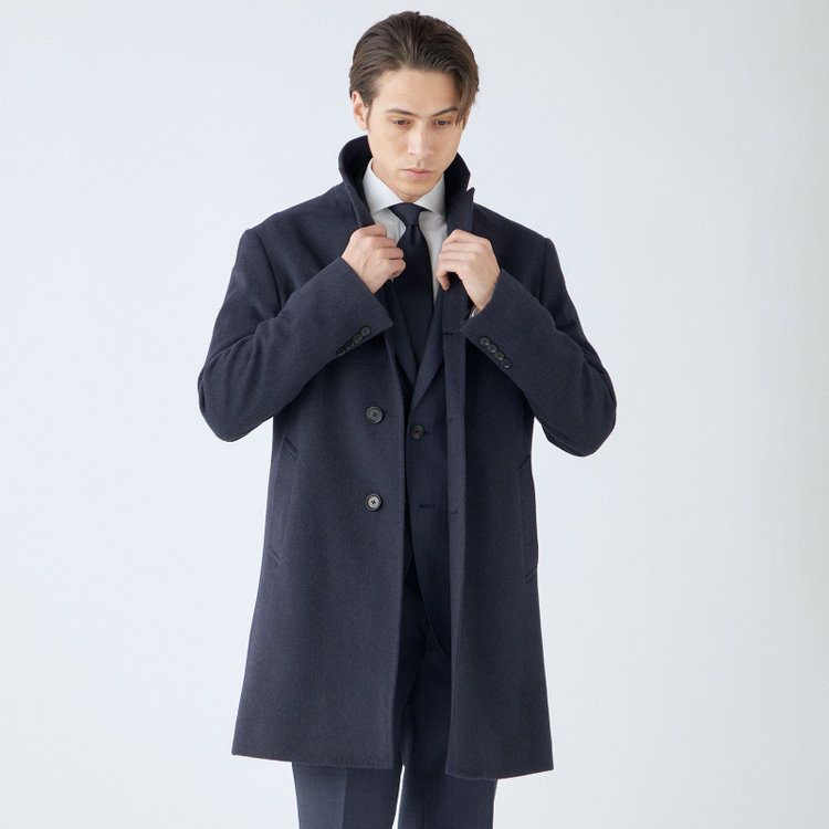 BL】【AB体】ウールチェスターコート/ネイビー/NEW ZEALAND WOOL
